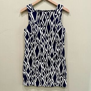 Diane Von Furstenberg DVF Navy Blue Printed Mini Dress - Size: 4